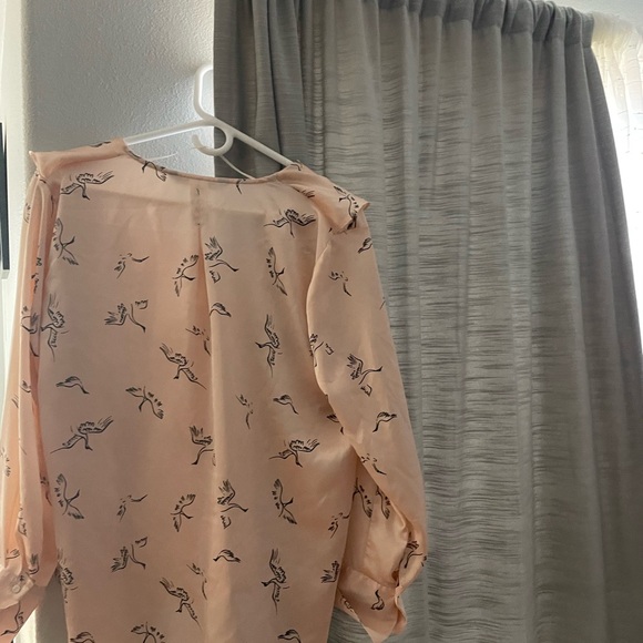 Zara Peach-Pink Ruffle Blouse with Bird Print - Picture 4 of 7